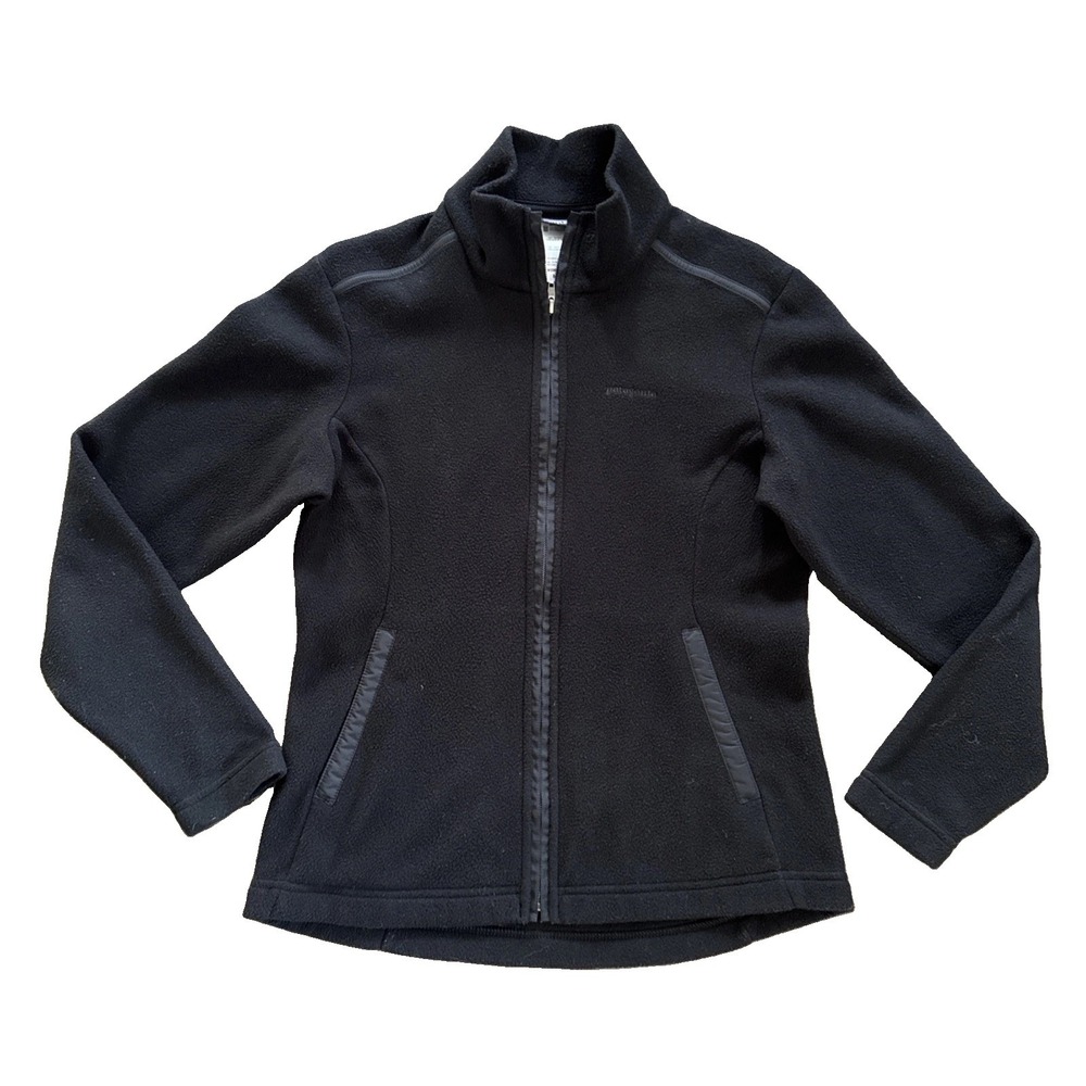 Patagonia El Capilene Full Zip Fleece Jacket Women M Black Lightweight Pockets